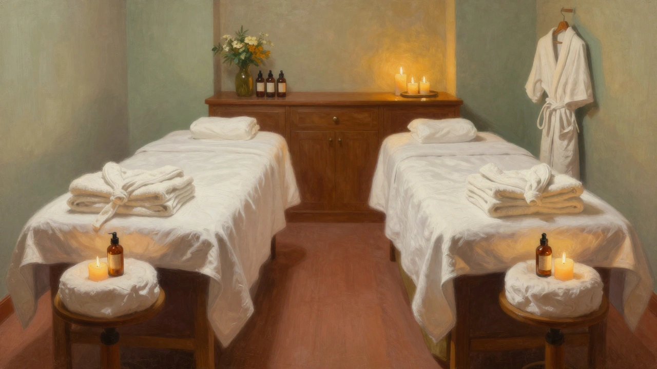 Preparation area with massage tables and spa amenities